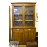 An Edwardian mahogany dresser with leaded glazed doors, 210H x 120W x 42cmD