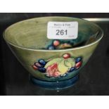 Moorcroft leaf and berry bowl, c1930's, green background colour