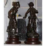 Charles Ruscot, pair of spelter figures