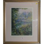 Ted Dyer, limited edition print, 70/350  BOATING IN THE HARBOUR Framed and mounted, 44cm x 33cm