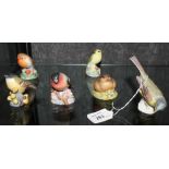 A collection of four Royal Worcester figurines of birds and two others by Aynsley and Goebel (6)