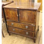 A small chest with two doors and two drawers below, converted from a commode, 73H x 68W x 49cmD