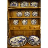 A selection of blue and white Booths oval dishes and plates