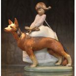 A boxed Lladro figurine, 'Not So Fast', depicting a young girl with a dog