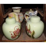 A selection of ceramics including Carlton ware, ginger jars and 1950's pottery items