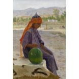 * TERPSIKHOROV, NIKOLAI (1890-1960) Turkmen Girl with Watermelon, signed, also further signed,