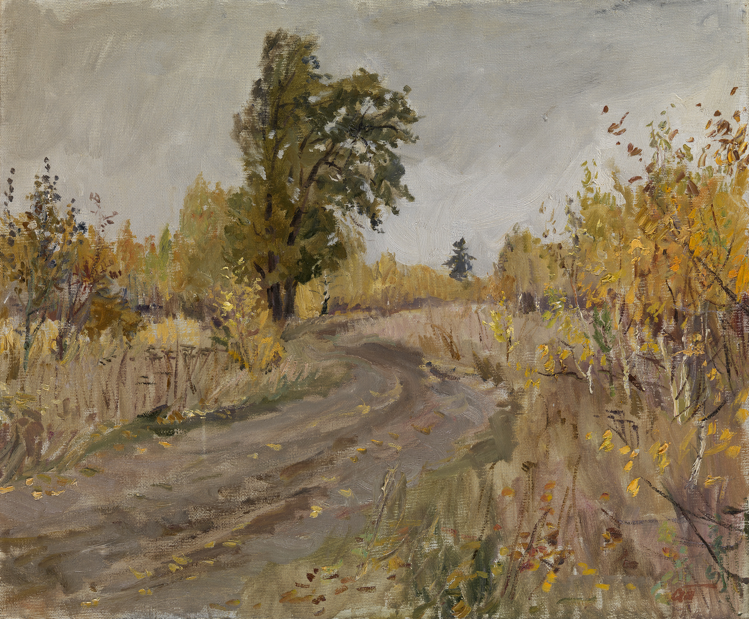 * PLASTOV, ARKADY (1893-1972) Road to Posega Village, stamped with the artist's initials, also