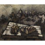 § RABIN, OSCAR (B. 1928) Bread at the Cemetery, signed with a monogram and dated 1964, also