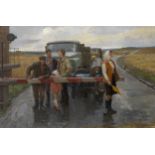 MAGALYAS, VASYL (B. 1948) At the Railway Crossing, signed and dated 1984, also further signed,