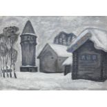 POPKOV, VIKTOR (1932-1974) Churchyard in Oshevenskoe, signed, titled in Cyrillic and dated 1966 on