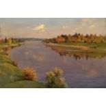 SHCHERBAKOV, BORIS (1916-1995) The Volga River, signed and dated 1967. Oil on canvas, 40.5 by 60.5
