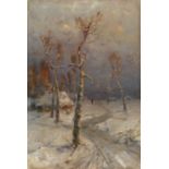 KLEVER, YULI (1850-1924) Wintry Village , signed and dated 1910. Oil on canvas, 54 by 36 cm.