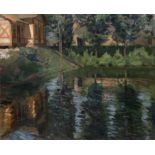 VINOGRADOV, SERGEI (1869-1938) Pond by the Manor House , signed. Oil on canvas, 80.5 by 98.5 cm.