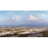 * BASHINDZHAGYAN, GEVORG (1857-1925) View of Mount Ararat , signed. Oil on canvas, 65 by 114.5