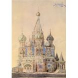 OVSYANNIKOV, VALERY (1862-1911) St Basil's Cathedral , signed and dated 1886. Pencil and