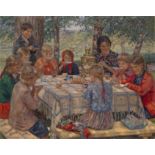 § BOGDANOV-BELSKY, NIKOLAI (1868-1945) The Teacher's Name Day , signed. Oil on canvas, 108.5 by