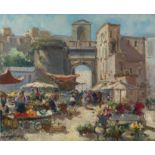§ LAPCHINE, GEORGES (1885-1950) Market Scene in Naples , signed, also further signed and