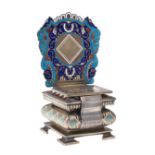 * A Russian Silver-Gilt and Cloisonné Enamel Salt Throne   MAKER’S MARK ‘M.T’ IN CYRILLIC, MOSCOW,