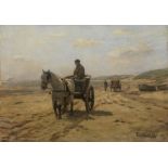 DUCKER, EVGENY (1841-1916) Crab Fishermen on the Baltic Coast , signed. Oil on canvas, laid on