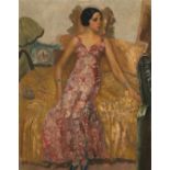 * GRIGORIEV, BORIS (1886-1939) Portrait of Selma Alexander , signed. Oil on canvas, 91.5 by 71