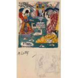 LATRI, MIKHAIL (1875-1942) Oriental Scene , stamped with the artist's studio stamp and with a sketch