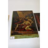 TWO 19TH CENTURY REVERSE GLASS PRINTS, Christ's agony in The Garden, Luke chapter 22, verse 43 by