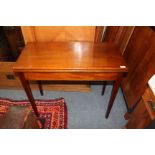 AN EARLY 20TH CENTURY MAHOGANY FOLDOVER TEA TABLE together with an Indian brass jardiniere with