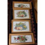 A PAIR OF SMALL RECTANGULAR PORCELAIN PLAQUES decorated with still lifes of fruit by W Rayworth,