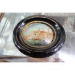 AN ANTIQUE ITALIAN MINIATURE OVAL OIL PAINTING ON COPPER, 8cm wide