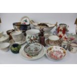 A SMALL GROUP OF CERAMICS AND GLASS WARE to include a pair of white metal mounted bowls, various