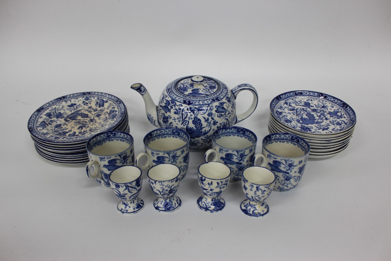 A BURLEIGHWARE BLUE AND WHITE POTTERY PART DINNER SERVICE and further similar ceramics, meat