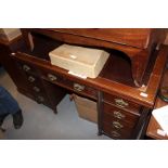 A LATE VICTORIAN MAHOGANY PEDESTAL DESK with leatherette inset top 122cm wide