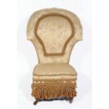 A PROBABLY HOWARD 'PEACOCK' CHAIR with oversized shaped back above overstuffed upholstered seat