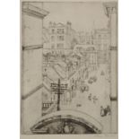 LILLIAN ROOME A city street, etching, 20 x 15cm