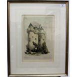 A LITHOGRAPH AFTER DANIEL ROBERTS of the Grand Gateway of Falkland Palace, 35 x 24cm seemingly