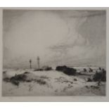 ALBANY E HOWARTH (1872-1936) Sandbanks with lighthouses beyond, signed and dated 1916 in the