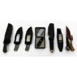 SEVEN MODERN KNIVES to include a pair of Cobra gun skin knives, a Tanto cold steel Ventura Calif