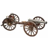 A PEWTER AND HARDWOOD MODEL of an American Civil War canon and limber with label Dahlgren, 1861,