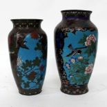 A 19TH CENTURY ORIENTAL CLOISONNE LIGHT BLUE GROUND VASE decorated with floral patterns and birds,