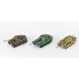 A MODEL TIGER TANK BY MINICHAMPS, 24cm long together with two further German WWII  period tanks (3)