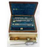 A COLLECTION OF TEN VARIOUS GLASS AND METAL HYDROMETERS some in a fitted oak case, the largest