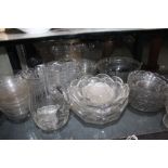 A COLLECTION OF CUT GLASS BOWLS plates and finger bowls