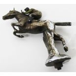 A CHROMED HORSE AND JOCKEY CAR MASCOT signed Charles Paillet, stamped copyright AEL with enamel