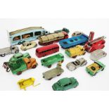 A GROUP OF VARIOUS DINKY TOYS to include a liquid transporter, a fire engine, a car transporter,