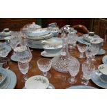 A SUITE OF WATERFORD hob nail cut glasses consisting of six brandy glasses, six champagne glasses,