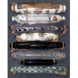 A COLLECTION OF 19TH CENTURY ROLLING PINS one dedicated to Hannah Heslop and dated 1844 and others ,