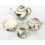 A VICTORIAN WORCESTER PORCELAIN TEASET circa 1880 consisting of a tea pot, sugar bowl and cover,