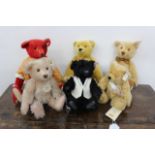 SIX MODERN STEIFF TEDDY BEARS to include red mohair teddy bear