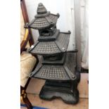 A COMPOSITE CHINESE THREE TIER PAGODA 106cm in height