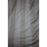 A LARGE PAIR OF HEAVY INTERLINED CREAM AND BEIGE STRIPED CURTAINS approximately 330cm high x 470cm
